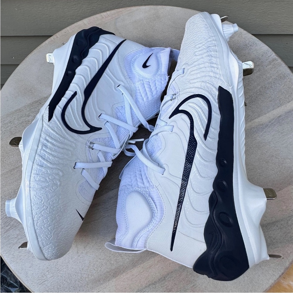 Nike Alpha Huarache NXT White & Navy Metal‎ Men’s Baseball Cleats Sz 7.5 - Picture 5 of 8